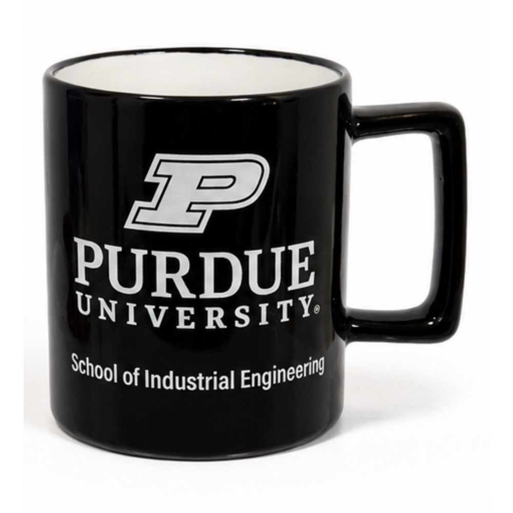 Purdue University School of Industrial Engineering Black Ceramic Coffee Mug